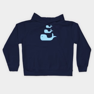 Cute Blue Whale Family of Three in the Deep Blue Sea Kids Hoodie